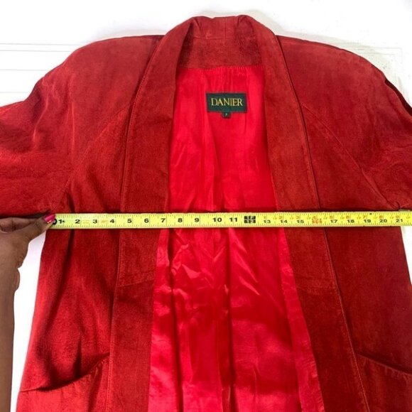 Danier red leather suede vintage oversized  blazer women size small - Picture 14 of 15